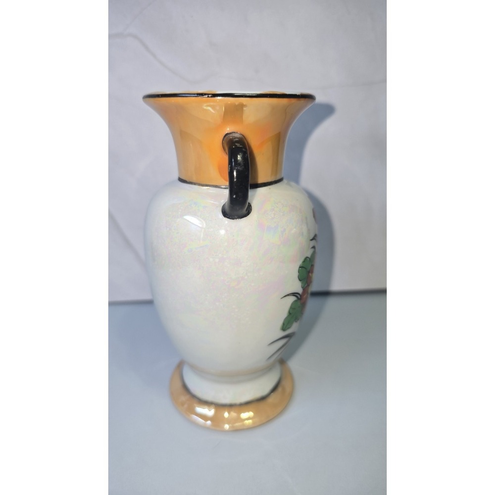 Vintage Japanese Lusterware Ceramic Bud Vase Flowers With Black Handles... - Picture 6 of 7